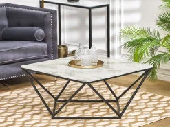 Pöydät<Beliani Sohvapoyta Marmorikuvio Beige/Musta Malibu