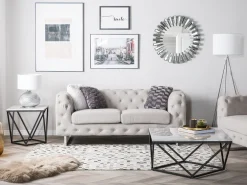 Pöydät<Beliani Sohvapoyta Marmorikuvio Beige/Musta Malibu