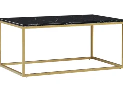 Pöydät<Beliani Sohvapoyta Marmorikuvio Musta/Kulta Delano