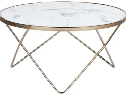 Discount Beliani Sohvapoyta Metalli Marmorikuvio Valkoinen/Kulta Meridian Ii