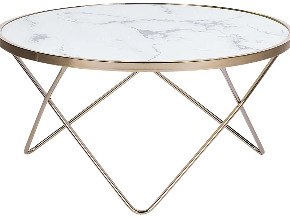 Discount Beliani Sohvapoyta Metalli Marmorikuvio Valkoinen/Kulta Meridian Ii