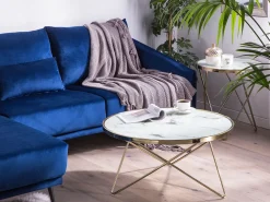 Discount Beliani Sohvapoyta Metalli Marmorikuvio Valkoinen/Kulta Meridian Ii