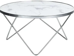 Pöydät<Beliani Sohvapoyta Metalli Marmorikuvio Valkoinen/Hopea Meridian Ii