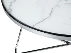 Pöydät<Beliani Sohvapoyta Metalli Marmorikuvio Valkoinen/Hopea Meridian Ii