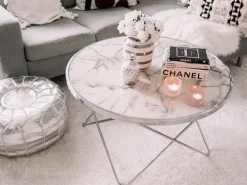 Pöydät<Beliani Sohvapoyta Metalli Marmorikuvio Valkoinen/Hopea Meridian Ii