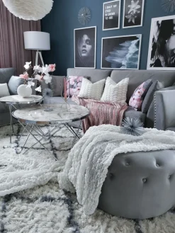 Pöydät<Beliani Sohvapoyta Metalli Marmorikuvio Valkoinen/Hopea Meridian Ii