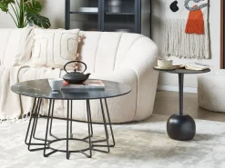 Pöydät<Beliani Sohvapoyta Metalli Marmorikuvio Musta Bernie