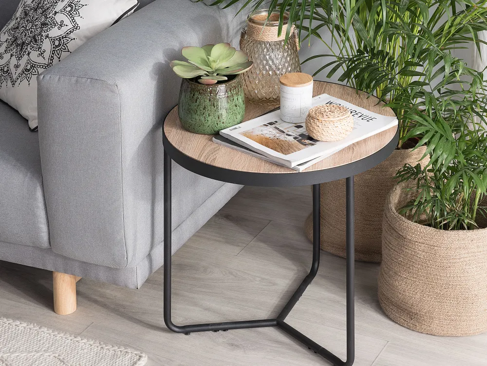 Pöydät<Beliani Sohvapoyta Pieni Vaalea Puu/Musta Melody