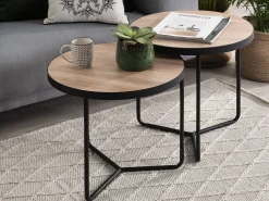 Pöydät<Beliani Sohvapoyta Pieni Vaalea Puu/Musta Melody