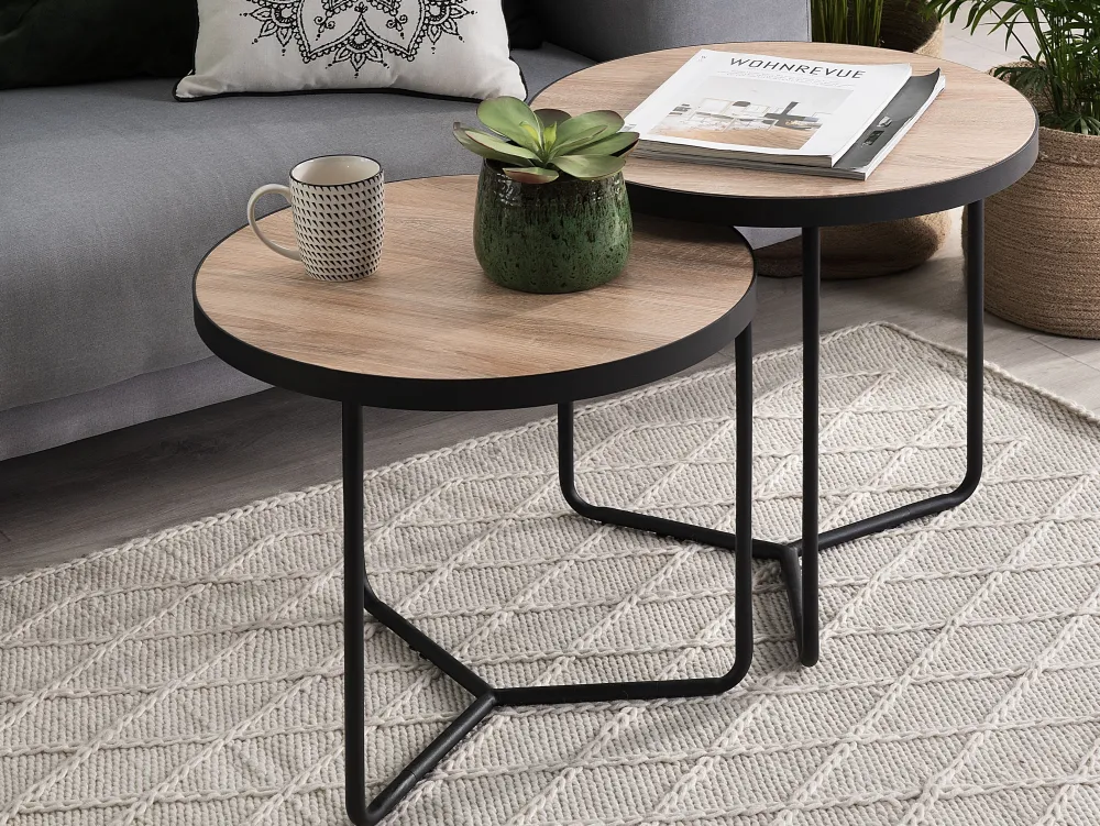 Pöydät<Beliani Sohvapoyta Pieni Vaalea Puu/Musta Melody