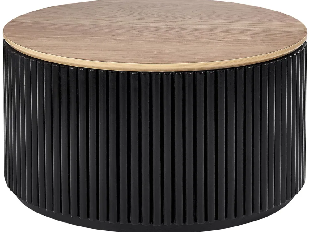 Best Sale Beliani Sohvapoyta Säilytystila Vaalea Puu/Musta Kirkwood