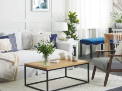 Best Beliani Sohvapoyta Tiikki Vaalea Puu/Musta Provo Ii