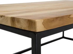 Best Beliani Sohvapoyta Tiikki Vaalea Puu/Musta Provo Ii