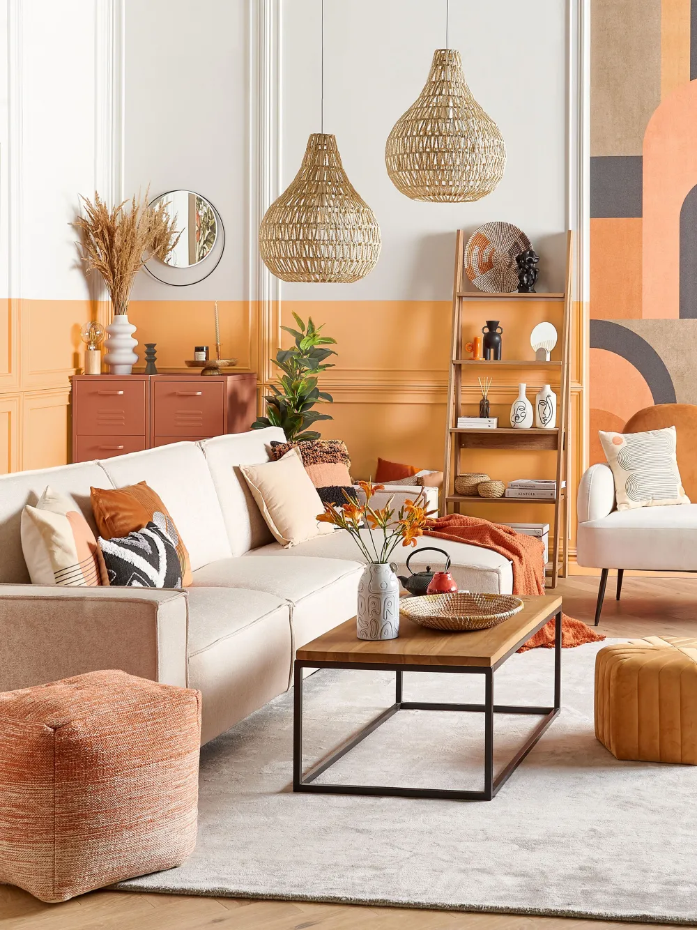 Pöydät<Beliani Sohvapoyta Vaalea Puu/Musta Delano