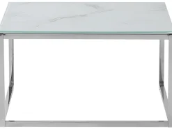 Cheap Beliani Sohvapoytasetti Rosteri Marmorikuvio Valkoinen/Hopea 2 Kpl Brea