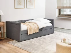 Lastenhuone<Beliani Sohvasanky Kangas Lisavuode Tummanharmaa 90 X 200 Cm Libourne