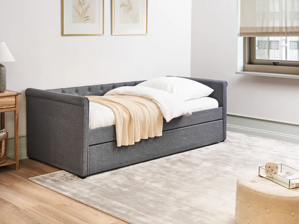 Lastenhuone<Beliani Sohvasanky Kangas Lisavuode Tummanharmaa 90 X 200 Cm Libourne