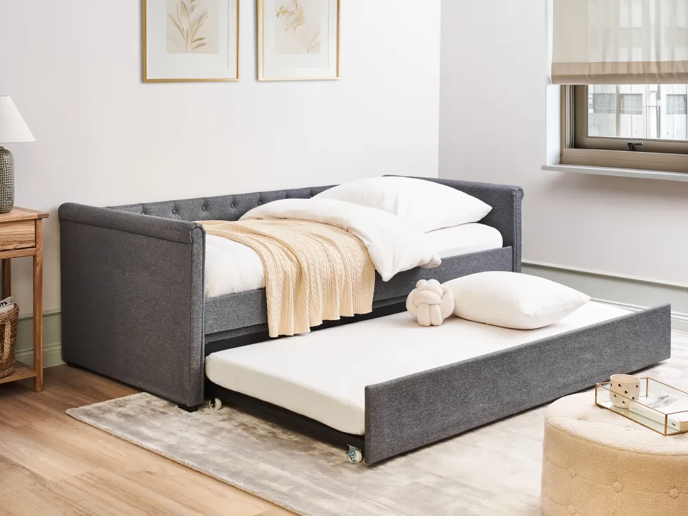 Lastenhuone<Beliani Sohvasanky Kangas Lisavuode Tummanharmaa 90 X 200 Cm Libourne