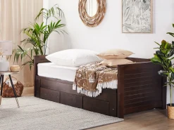 Cheap Beliani Sohvasanky Levitettava Säilytystila Tummanruskea 90/180 X 200 Cm Cahors