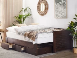 Cheap Beliani Sohvasanky Levitettava Säilytystila Tummanruskea 90/180 X 200 Cm Cahors