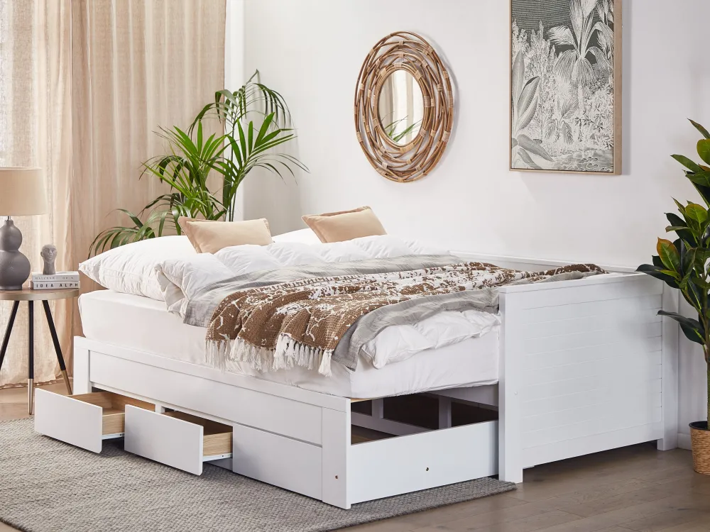 Lastenhuone<Beliani Sohvasanky Levitettava Säilytystila Valkoinen 90/180 X 200 Cm Cahors