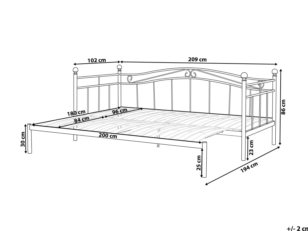 Lastenhuone<Beliani Sohvasanky Metalli Levitettava Valkoinen 90/180 X 200 Cm Tulle