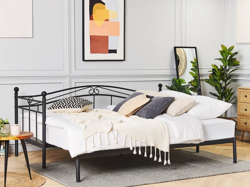 Lastenhuone<Beliani Sohvasanky Metalli Levitettava Musta 80/160 X 200 Cm Tulle