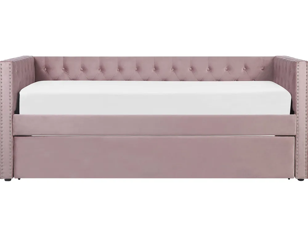 Store Beliani Sohvasanky Sametti Lisavuode Vaaleanpunainen 90 X 200 Cm Gassin