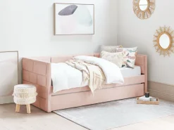 Store Beliani Sohvasanky Sametti Lisavuode Pastellipinkki 90 X 200 Cm Chavonne