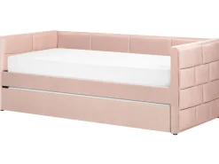 Store Beliani Sohvasanky Sametti Lisavuode Pastellipinkki 90 X 200 Cm Chavonne