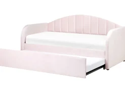 Online Beliani Sohvasanky Sametti Lisavuode Pastellipinkki 90 X 200 Cm Eyburie