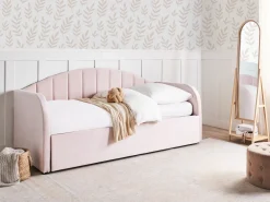 Online Beliani Sohvasanky Sametti Lisavuode Pastellipinkki 90 X 200 Cm Eyburie