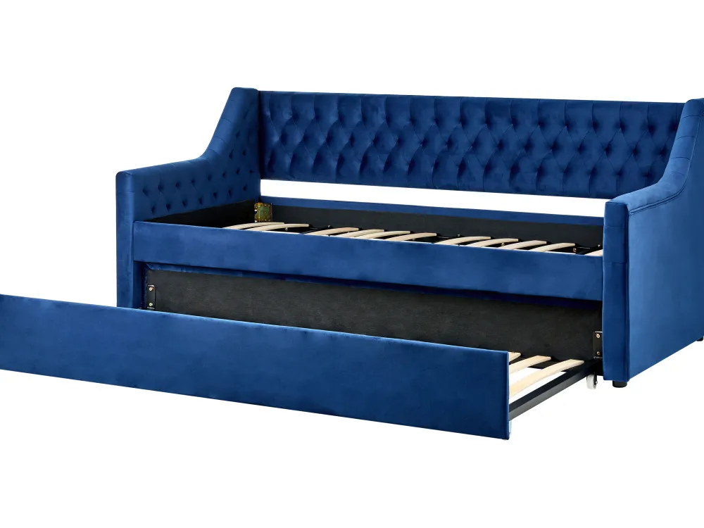 Sängyt<Beliani Sohvasanky Sametti Lisavuode Laivastonsininen 90 X 200 Cm Montargis