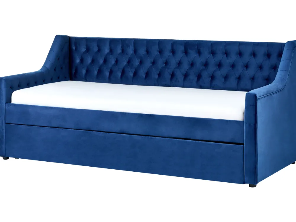 Sängyt<Beliani Sohvasanky Sametti Lisavuode Laivastonsininen 90 X 200 Cm Montargis