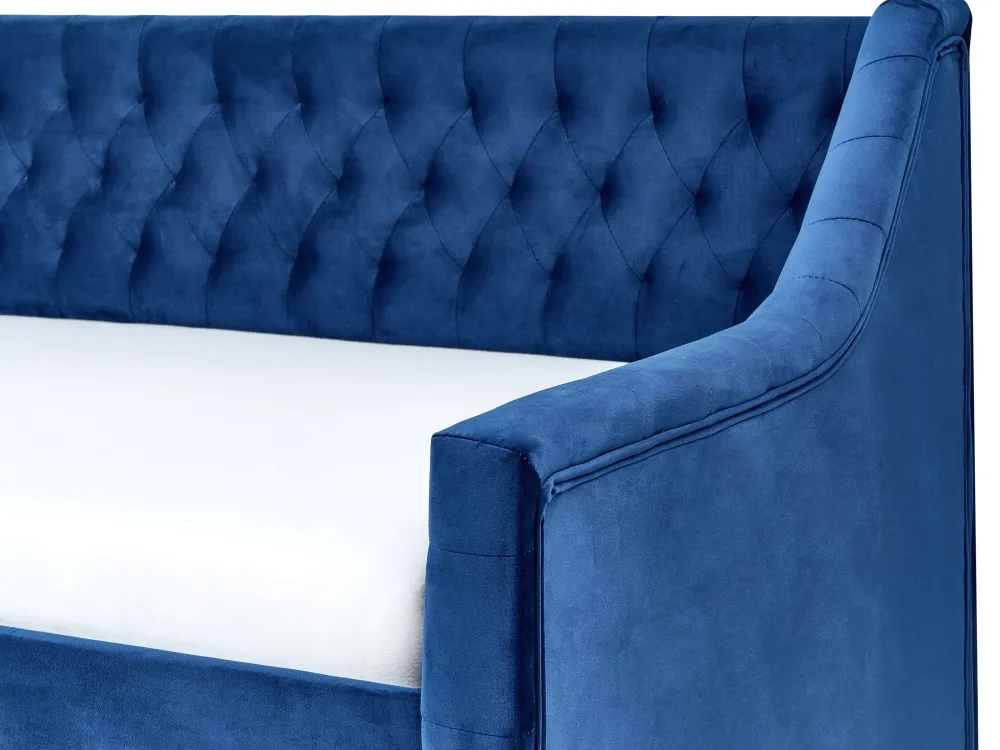 Sängyt<Beliani Sohvasanky Sametti Lisavuode Laivastonsininen 90 X 200 Cm Montargis