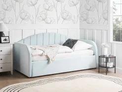 Online Beliani Sohvasanky Sametti Lisavuode Vaaleansininen 90 X 200 Cm Eyburie