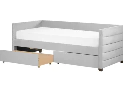 Online Beliani Sohvasanky Sametti Säilytystila Vaaleanharmaa 90 X 200 Cm Marray