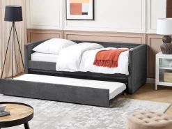 Lastenhuone<Beliani Sohvasanky Vakosametti Lisavuode Tummanharmaa 90 X 200 Cm Mimizan