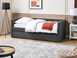 Lastenhuone<Beliani Sohvasanky Vakosametti Lisavuode Tummanharmaa 90 X 200 Cm Mimizan