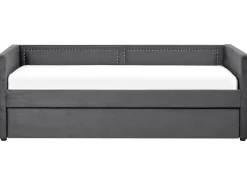 Lastenhuone<Beliani Sohvasanky Vakosametti Lisavuode Tummanharmaa 90 X 200 Cm Mimizan