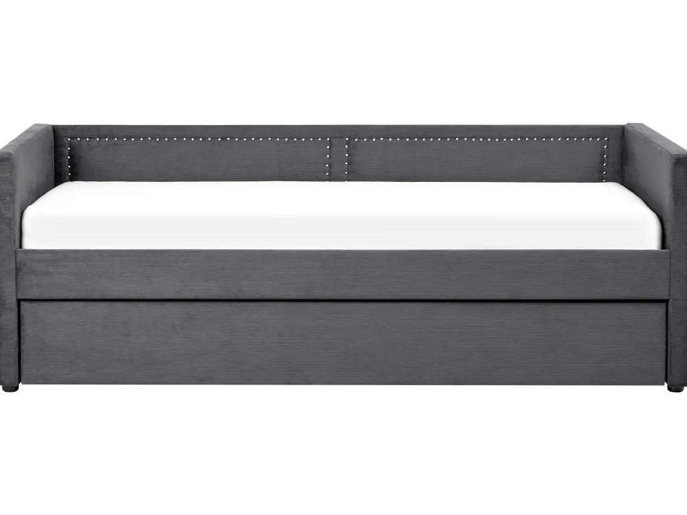 Lastenhuone<Beliani Sohvasanky Vakosametti Lisavuode Tummanharmaa 90 X 200 Cm Mimizan