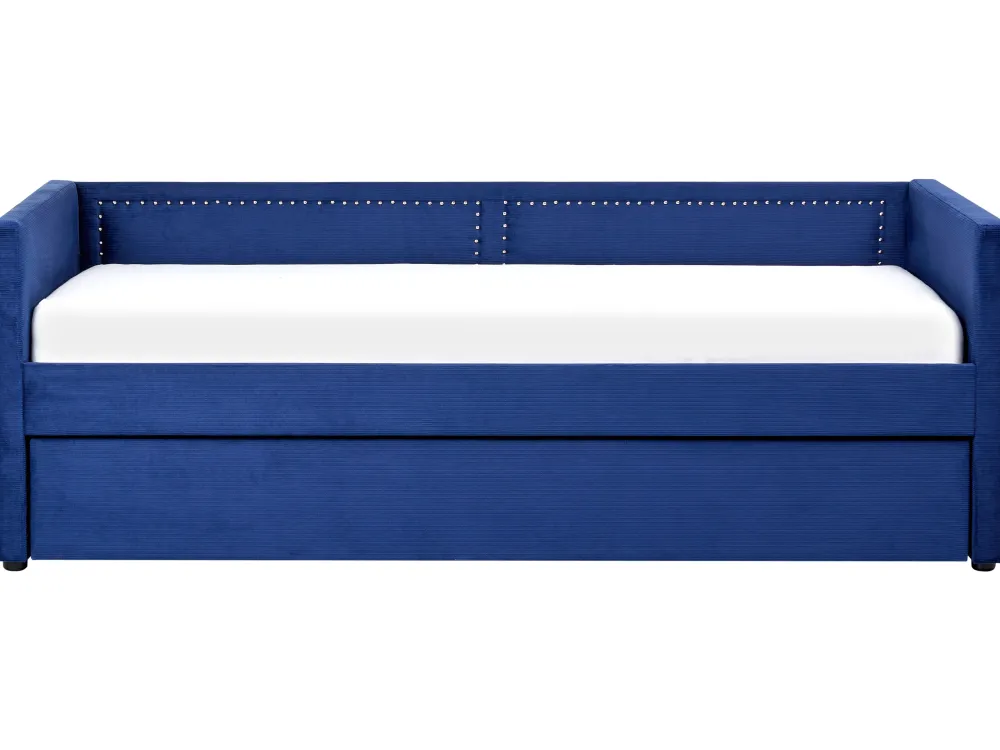 Cheap Beliani Sohvasanky Vakosametti Lisavuode Laivastonsininen 90 X 200 Cm Mimizan