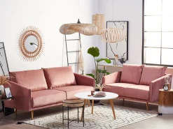Online Beliani Sohvasetti Samettinen Vaaleanpunainen Maura