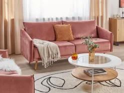 Online Beliani Sohvasetti Samettinen Vaaleanpunainen Maura