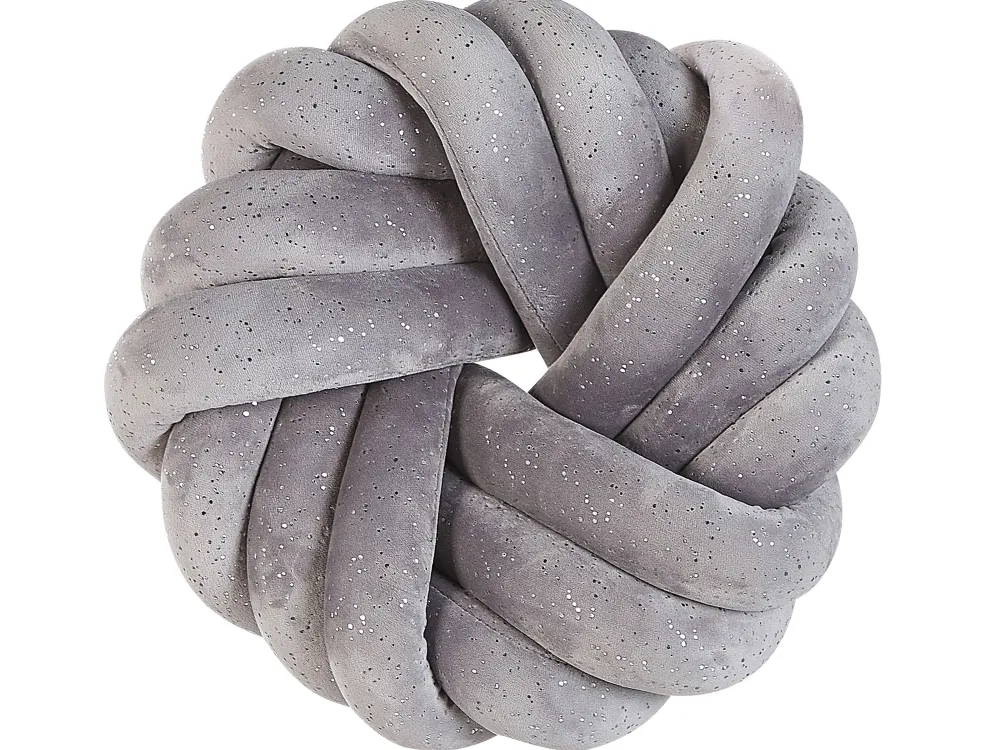 Tekstiilit<Beliani Solmutyyny 30 X 30 Cm Samettinen Harmaa Kimalteella Akola