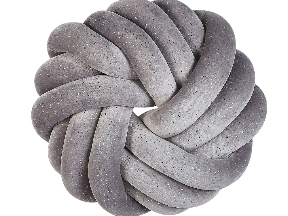 Tekstiilit<Beliani Solmutyyny 30 X 30 Cm Samettinen Harmaa Kimalteella Akola