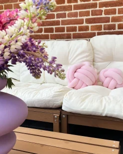 Tekstiilit<Beliani Solmutyyny Sametti Vaaleanpunainen 20 X 20 Cm Malni