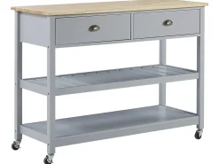 Säilytys<Beliani Tarjoiluvaunu 2 Laatikkoa Vaalea Puu/Harmaa Navarino