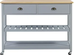 Säilytys<Beliani Tarjoiluvaunu 2 Laatikkoa Vaalea Puu/Harmaa Navarino