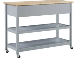 Säilytys<Beliani Tarjoiluvaunu 2 Laatikkoa Vaalea Puu/Harmaa Navarino
